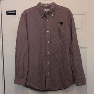 Natural BasiX Classic Fit Purple Palmetto/Moon Monogrammed Button Down Shirt, M